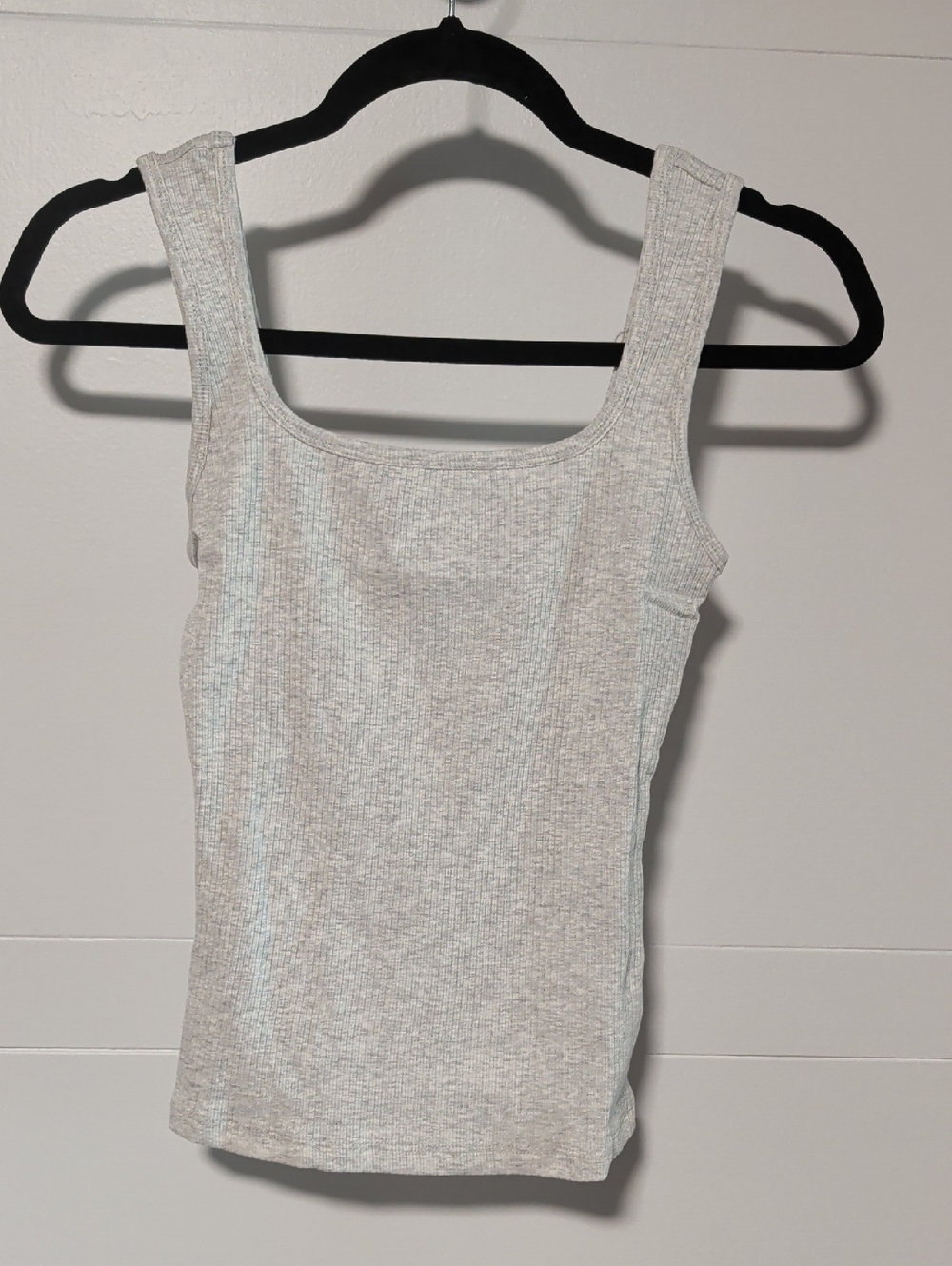 NIA Ribbed Scoop Tank Top - Heather Gray
